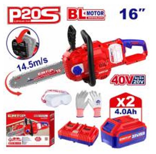 ELGA401682, Cordless chain saw - 20V, Brushless Professional Cordless Power Tool with Battery Charger Kit